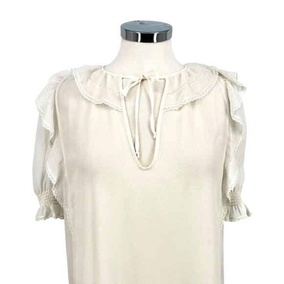 Wilfred Amyris Blouse in Light Birch Ivory Ruffle Detail Size Small - Picture 2 of 11